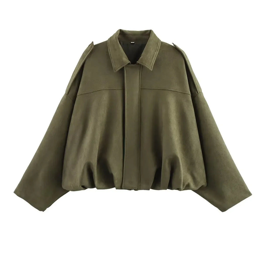 Oversized Suede-Like Zip Jacket - Leah Partow
