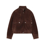 Brown Suede-Like Utility Jacket - Leah Partow