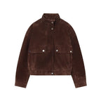 Brown Suede-Like Utility Jacket - Leah Partow