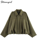 Oversized Suede-Look Bomber Jacket - Leah Partow