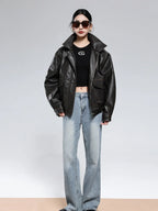 Distressed Faux Leather Utility Jacket - Leah Partow