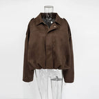 Suede-Like Cropped Bomber Jacket - Leah Partow
