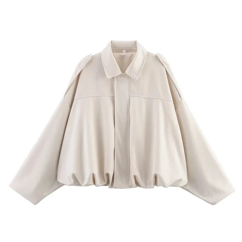 Suede-Like Cropped Bomber Jacket - Leah Partow