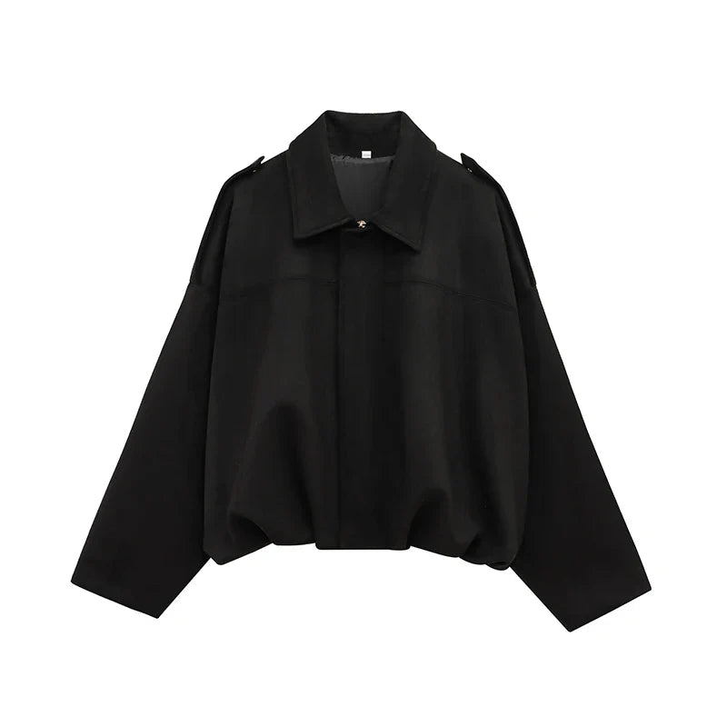Suede-Like Cropped Bomber Jacket - Leah Partow
