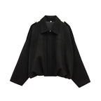 Suede-Like Cropped Bomber Jacket - Leah Partow