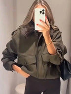 Suede-Like Utility Jacket - Leah Partow