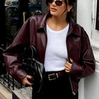 Cropped Faux Leather Batwing Jacket - Leah Partow