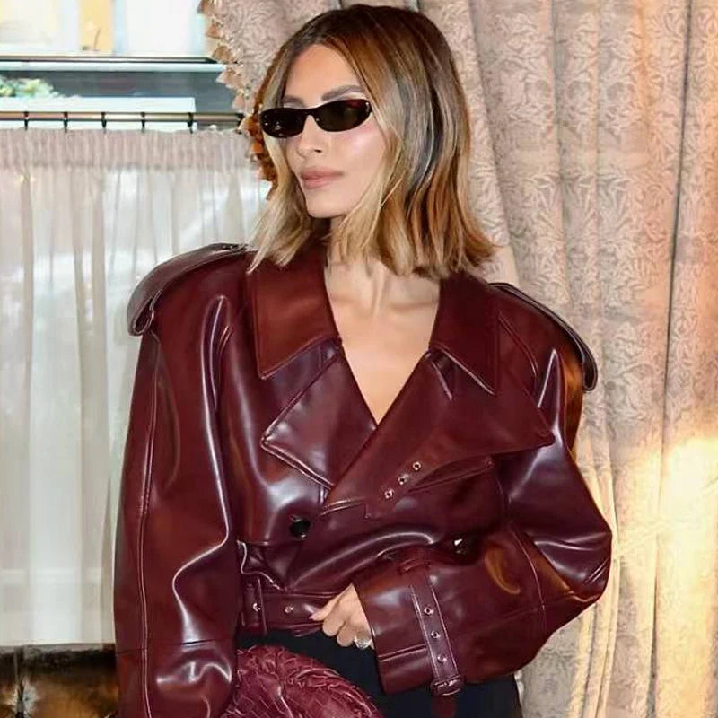 Cropped Belted Moto Jacket - Leah Partow