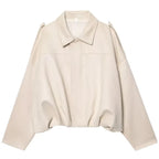 Cropped Suede-Like Bomber Jacket - Leah Partow